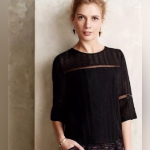 HD in Paris Black Swing Blouse Anthropologie Women’s Size 2 - Picture 1 of 7